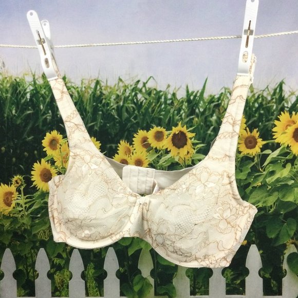 Cacique Bra White w/ Lace Overlay 40C - Picture 1 of 6